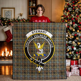 Stewart Hunting Weathered Tartan Crest Quilt