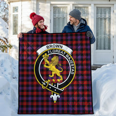 Brown Modern Tartan Crest Quilt