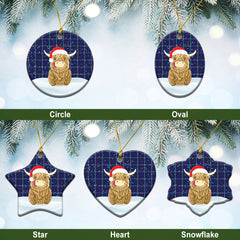 Kirkaldy Tartan Christmas Ceramic Ornament - Highland Cows Style
