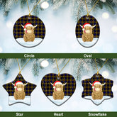 MacLellan Modern Tartan Christmas Ceramic Ornament - Highland Cows Style