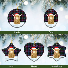 Nairn Tartan Christmas Ceramic Ornament - Highland Cows Style