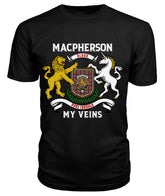 MacPherson Ancient Tartan Crest 2D T-shirt - Blood Runs Through My Veins Style