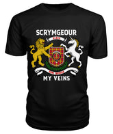 Scrymgeour Tartan Crest 2D T-shirt - Blood Runs Through My Veins Style