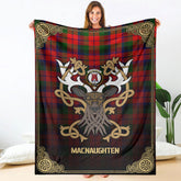 MacNaughten Tartan Crest Premium Blanket - Celtic Stag style