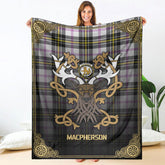 MacPherson Dress Modern Tartan Crest Premium Blanket - Celtic Stag style