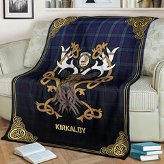 Kirkaldy Tartan Crest Premium Blanket - Celtic Stag style