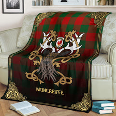 Moncreiffe (or Moncreiff) Tartan Crest Premium Blanket - Celtic Stag style