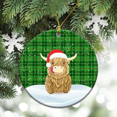 Galloway District Tartan Christmas Ceramic Ornament - Highland Cows Style