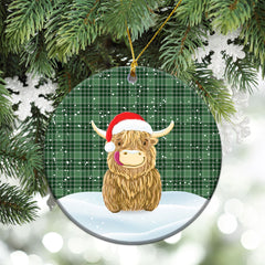 MacDonald Lord of the Isles Hunting Tartan Christmas Ceramic Ornament - Highland Cows Style
