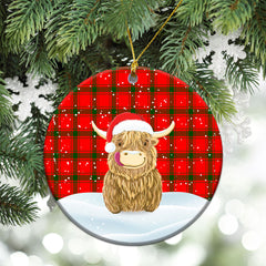 MacDonald of Sleat Tartan Christmas Ceramic Ornament - Highland Cows Style
