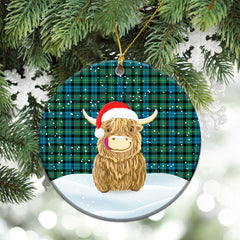 Rollo Ancient Tartan Christmas Ceramic Ornament - Highland Cows Style