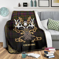Cochrane Modern Tartan Crest Premium Blanket - Celtic Stag style