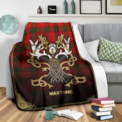 Maxtone Tartan Crest Premium Blanket - Celtic Stag style
