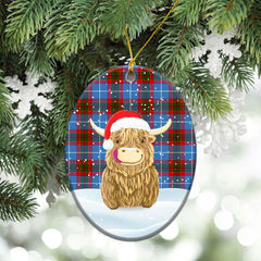 Crichton Tartan Christmas Ceramic Ornament - Highland Cows Style