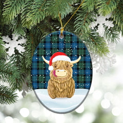 McCurdy or MacKirdy Tartan Christmas Ceramic Ornament - Highland Cows Style