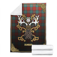 Dunbar Ancient Tartan Crest Premium Blanket - Celtic Stag style