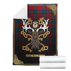 Fotheringham Tartan Crest Premium Blanket - Celtic Stag style