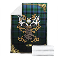 Keith Ancient Tartan Crest Premium Blanket - Celtic Stag style
