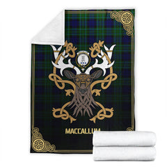 MacCallum Modern Tartan Crest Premium Blanket - Celtic Stag style