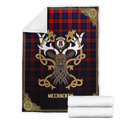 McCracken Tartan Crest Premium Blanket - Celtic Stag style