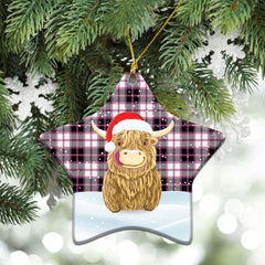 MacPherson Hunting Modern Tartan Christmas Ceramic Ornament - Highland Cows Style