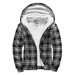Menzies Black & White Modern Tartan Crest Sherpa Hoodie