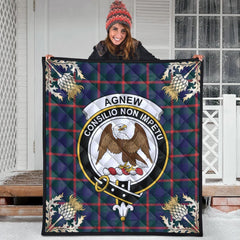 Agnew Modern Tartan Crest Premium Quilt - Gold Thistle Style