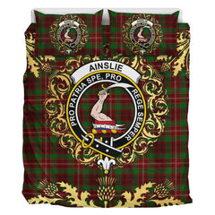 Ainslie 02 Tartan Crest Bedding Set - Golden Thistle Style