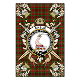 Ainslie Tartan Crest Black Garden Flag - Gold Thistle Style