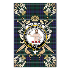 Allardice Tartan Crest Black Garden Flag - Gold Thistle Style