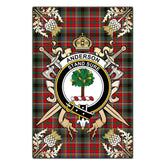 Anderson Of Arbrake Tartan Crest Black Garden Flag - Gold Thistle Style