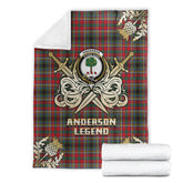 Anderson of Arbrake Tartan Gold Courage Symbol Blanket