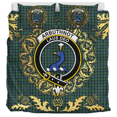 Arbuthnot Tartan Crest Bedding Set - Golden Thistle Style