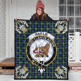 Baillie Modern Tartan Crest Premium Quilt - Gold Thistle Style