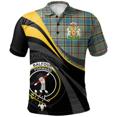 Balfour Blue Tartan Polo Shirt - Royal Coat Of Arms Style