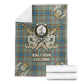 Balfour Blue Tartan Gold Courage Symbol Blanket