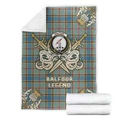 Balfour Blue Tartan Gold Courage Symbol Blanket