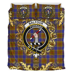 Balfour Modern Tartan Crest Bedding Set - Golden Thistle Style