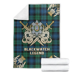 Blackwatch Ancient Tartan Gold Courage Symbol Blanket