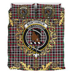 Borthwick Ancient Tartan Crest Bedding Set - Golden Thistle Style