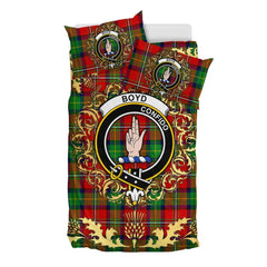 Boyd Modern Tartan Crest Bedding Set - Golden Thistle Style