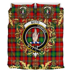 Boyd Modern Tartan Crest Bedding Set - Golden Thistle Style