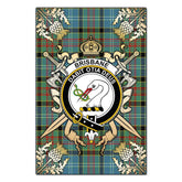Brisbane Modern Tartan Crest Black Garden Flag - Gold Thistle Style