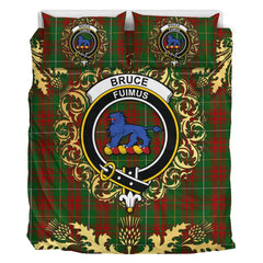Bruce Hunting Tartan Crest Bedding Set - Golden Thistle Style