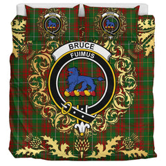 Bruce Hunting Tartan Crest Bedding Set - Golden Thistle Style