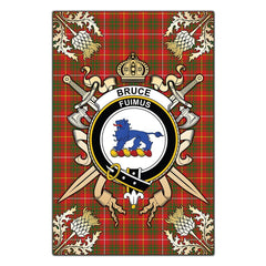 Bruce Modern Tartan Crest Black Garden Flag - Gold Thistle Style