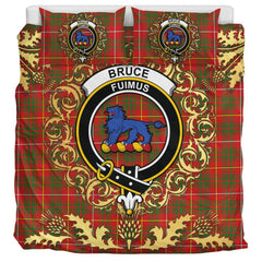 Bruce Modern Tartan Crest Bedding Set - Golden Thistle Style