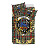Bruce of Kinnaird Tartan Crest Bedding Set - Golden Thistle Style