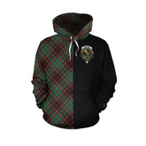 Buchan Ancient Tartan Hoodie Half of Me - Cross Style
