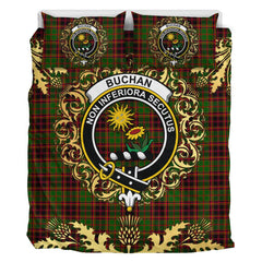 Buchan Modern Tartan Crest Bedding Set - Golden Thistle Style